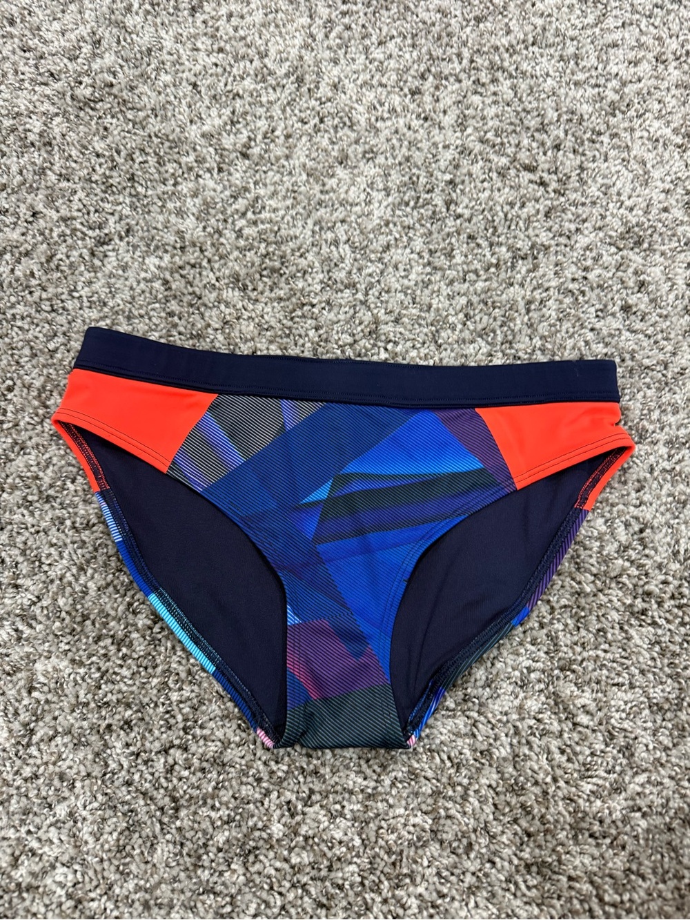 Athleta Navy Bikini Bottom with Bright Red Accents